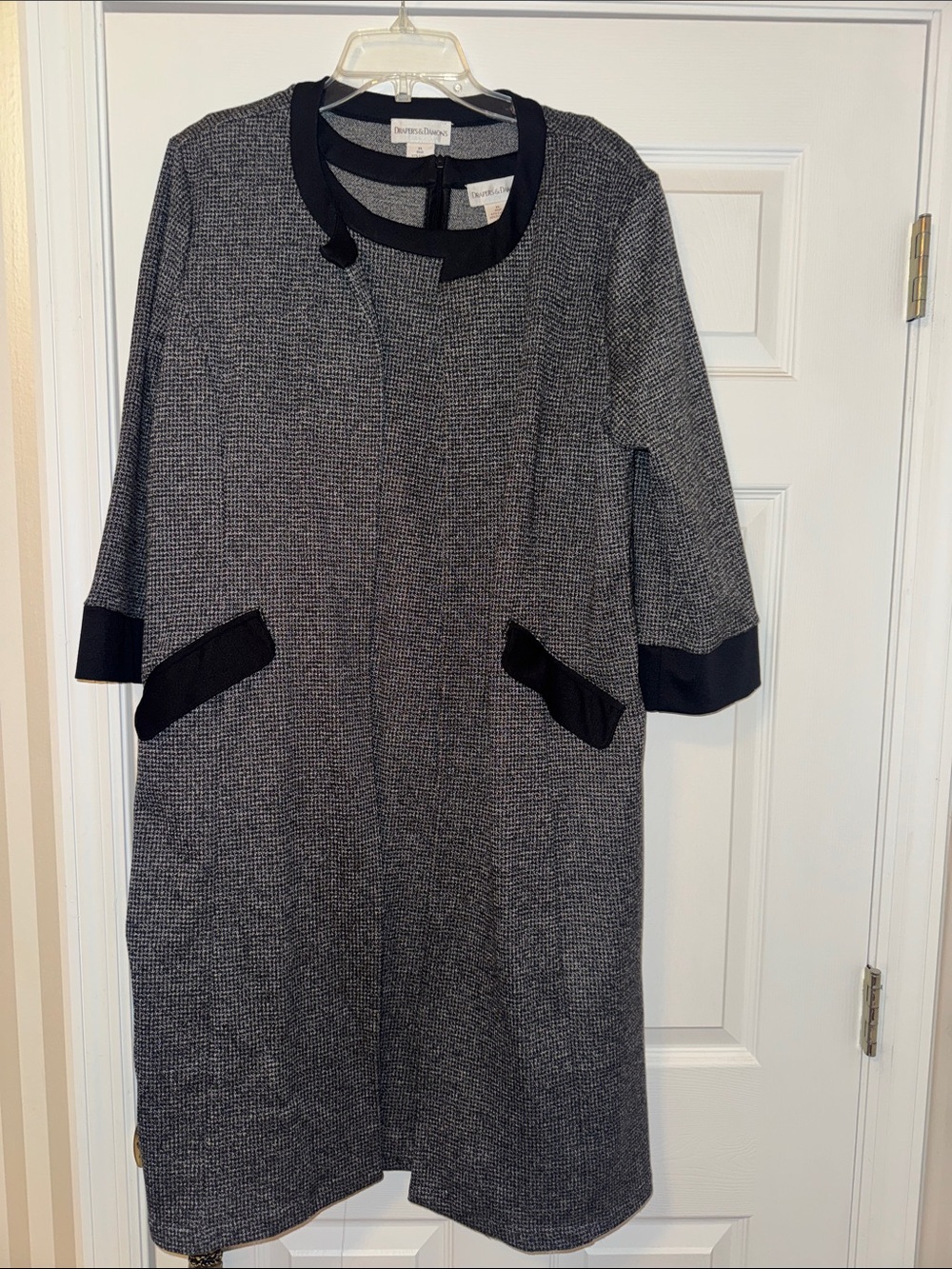 Draper’s and Damon’s Black and Gray Tweed Midi Dress